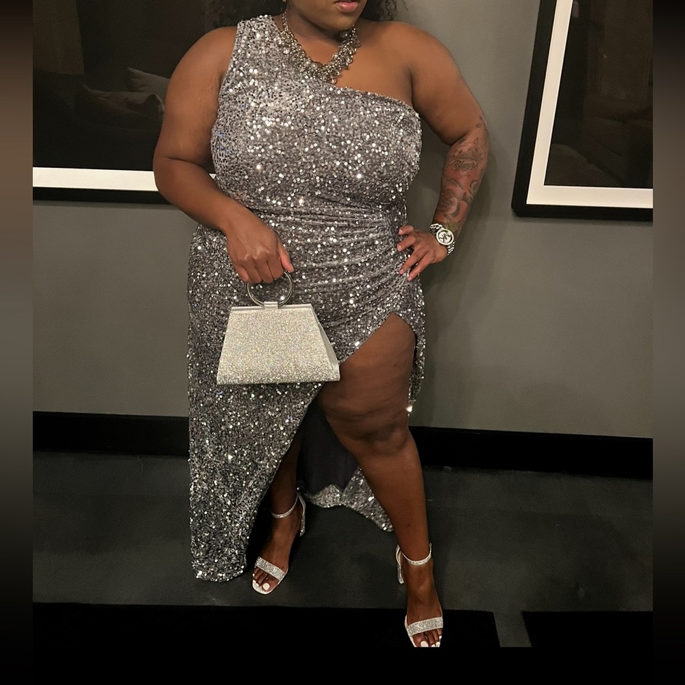 Fashion Nova sequin silver dress